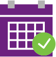 Icon depicting a calendar with a check mark